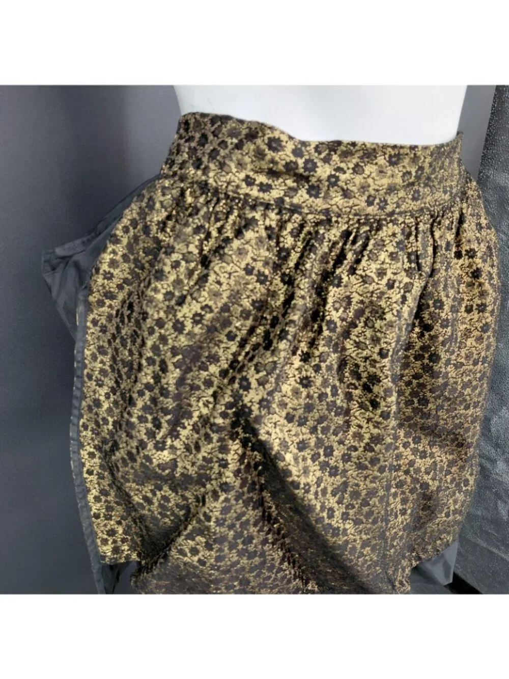 Vint Apron Skirt Women Black Wrap Floral Chiffon Bow Pocket Kitchen Party Gothic
